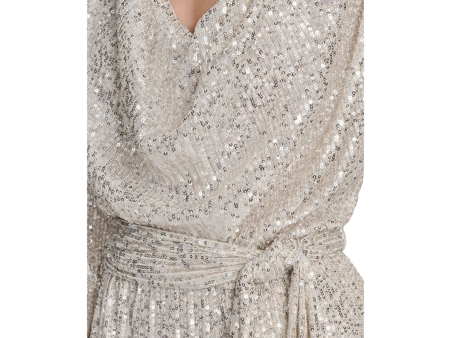Женский комбинезон Eliza J Long-Sleeve Drape-Neck Wide-Leg Jumpsuit, цвет: Серебряный — фото 4