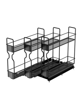 Pull Out Spice Rack Organizer for Cabinet,with Labels,7.7" W x10.75 D x10 H, 3 Drawers 2-Tier