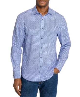 Men's Regular Fit Mini Diamond Link Performance Long Sleeve Shirt