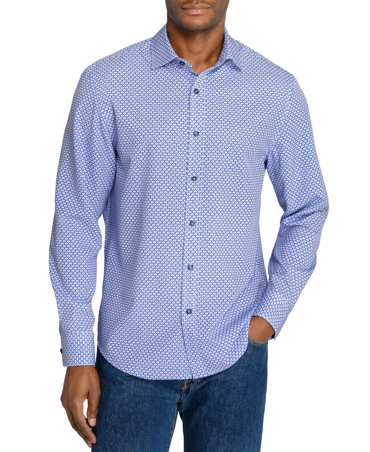Society of Threads Men's Regular Fit Mini Diamond Link Performance Long Sleeve Shirt