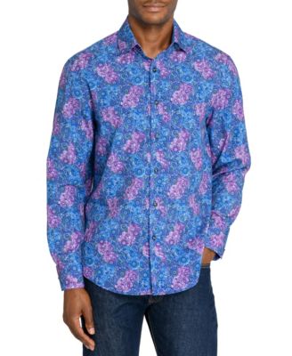 Men's Regular Fit Paisley Performance Long Sleeve Shirt