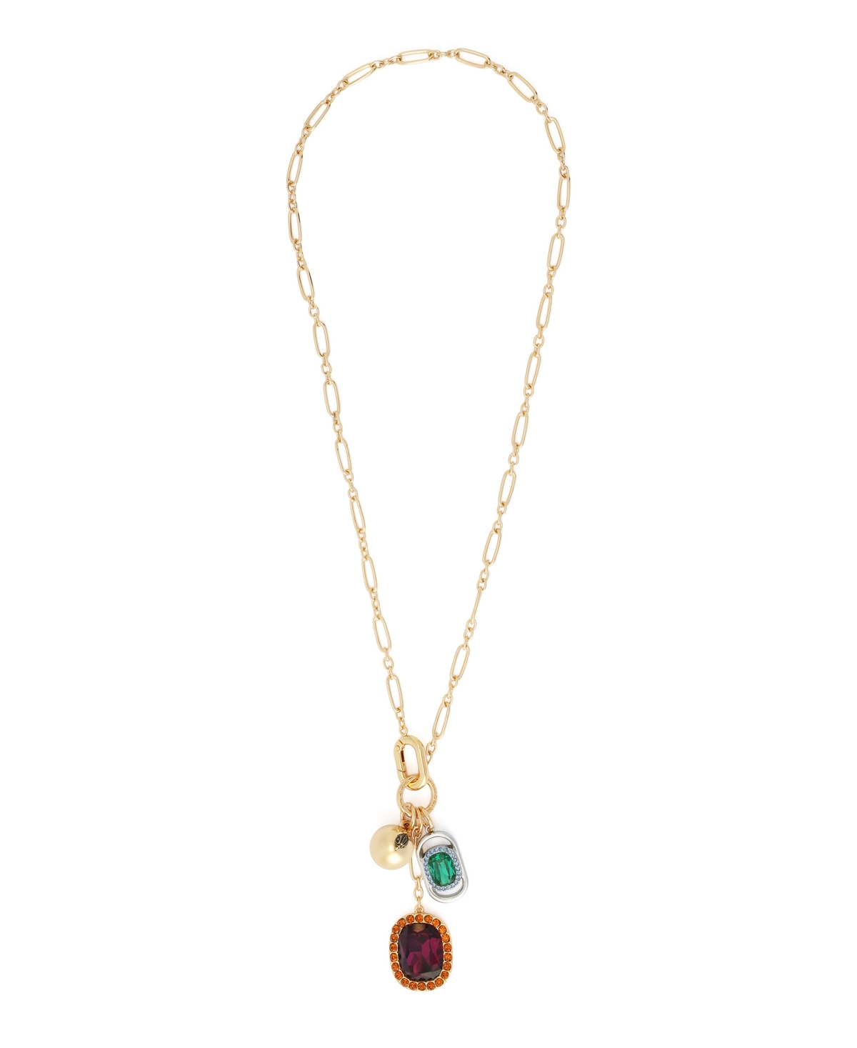 Kurt Geiger London Glass Crystal and Imitation Pearl Two-Tone Charm Necklace - Multi