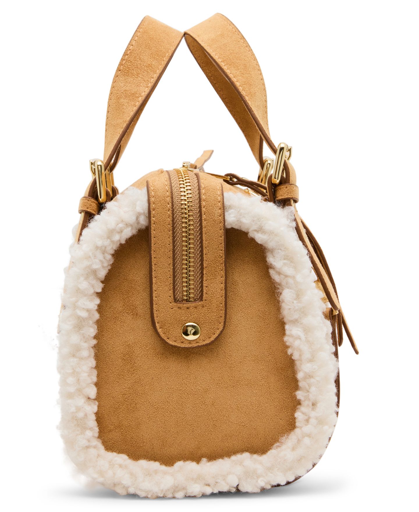 Женская сумка Madden Girl Sherpa Medium Satchel Handbag, цвет: Рыжевато-коричневый — фото 5