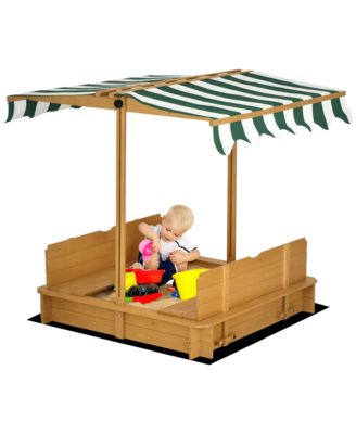 Kids Outdoor Sandbox with Benches and Canopy, Ages 3-7