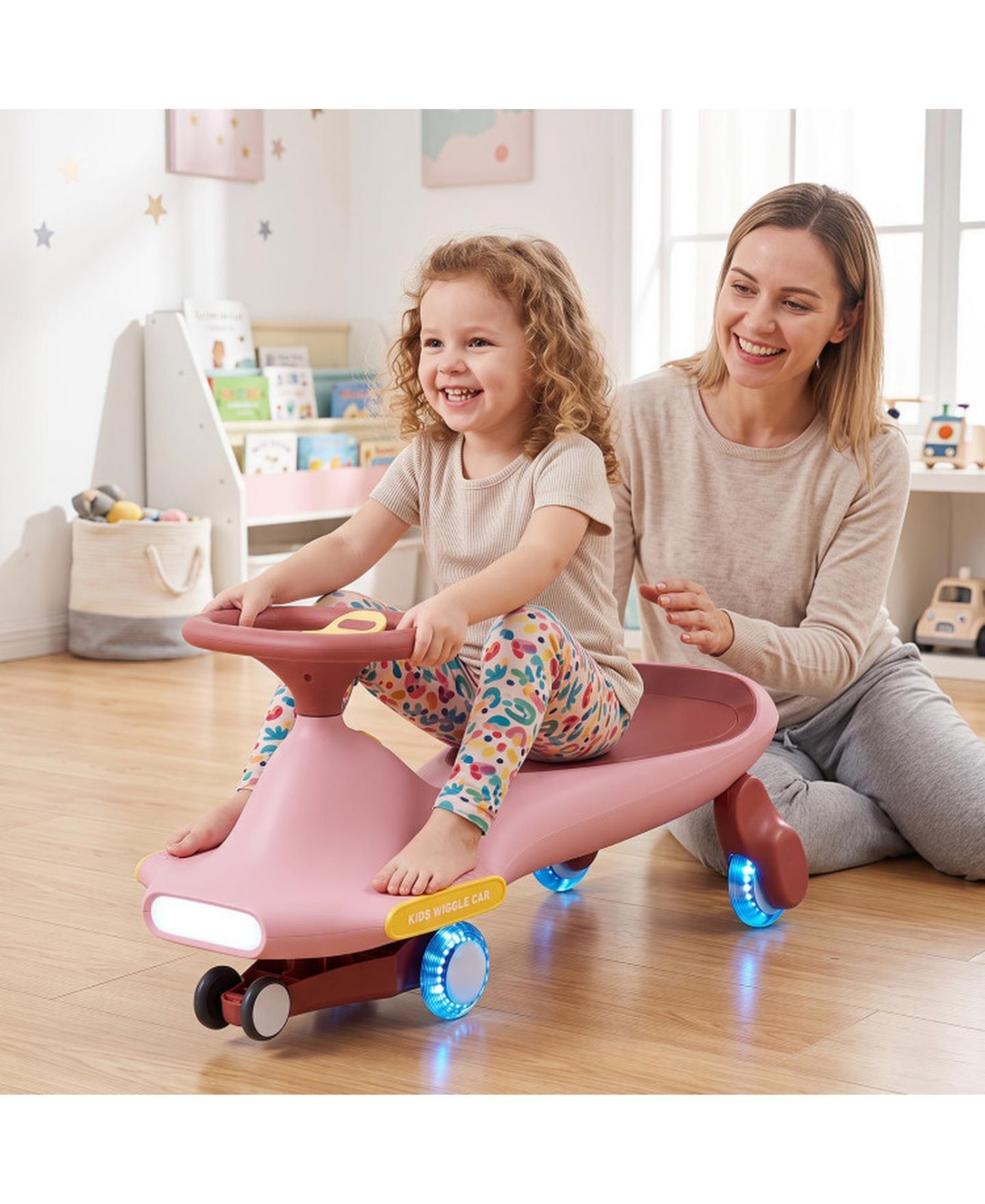 Детская игрушка HONGGE Wiggle Car with Six LED Flashing Wheels, No Pedals, Ages 2-8, цвет: Розовый — фото 9