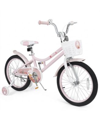 18 Inch Metal Kids Bike with Adjustable Seat and Detachable Training Wheels, Ages 4-8