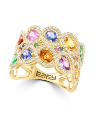 Sapphire and Diamond Ring (3-7/8 ct. t.w. Sapphire, 5/8 ct. t.w. Diamond) in 14k Yellow Gold
