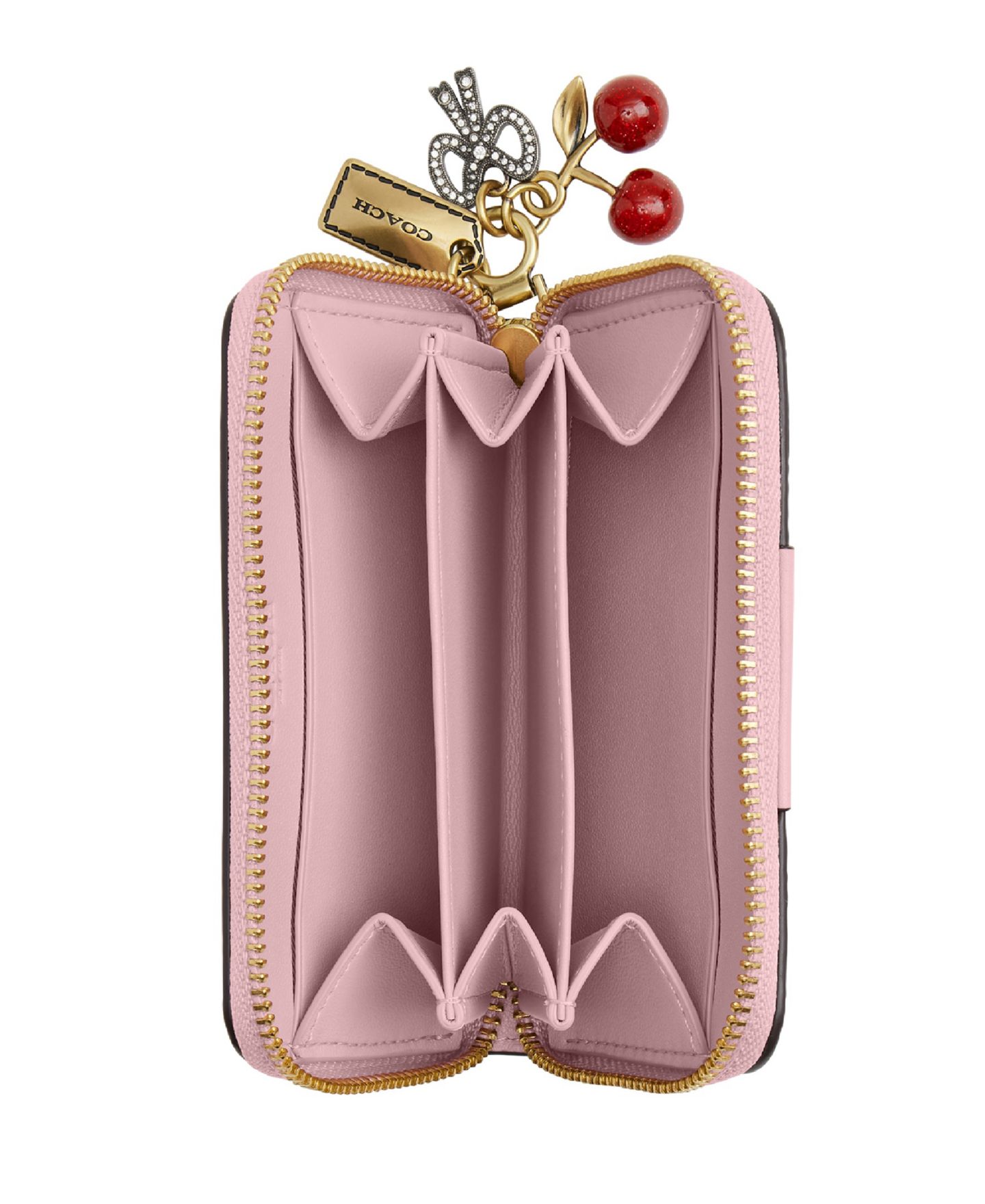 Футляр для карт Coach Essential на молнии из парусины с подвесками, цвет: Латунный / Пудрово-розовый — фото 3