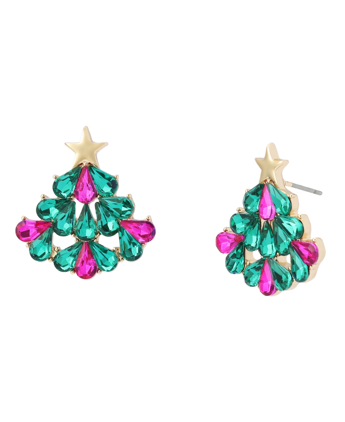 Betsey Johnson Glass Crystal Pave Christmas Tree Stud Earrings