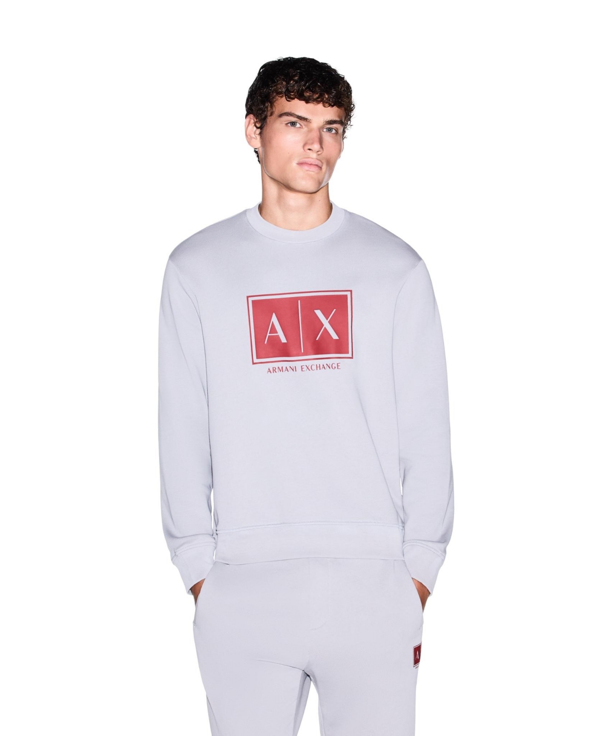 A|X Armani Exchange Men's Box Logo Graphic Crewneck Sweatshirt