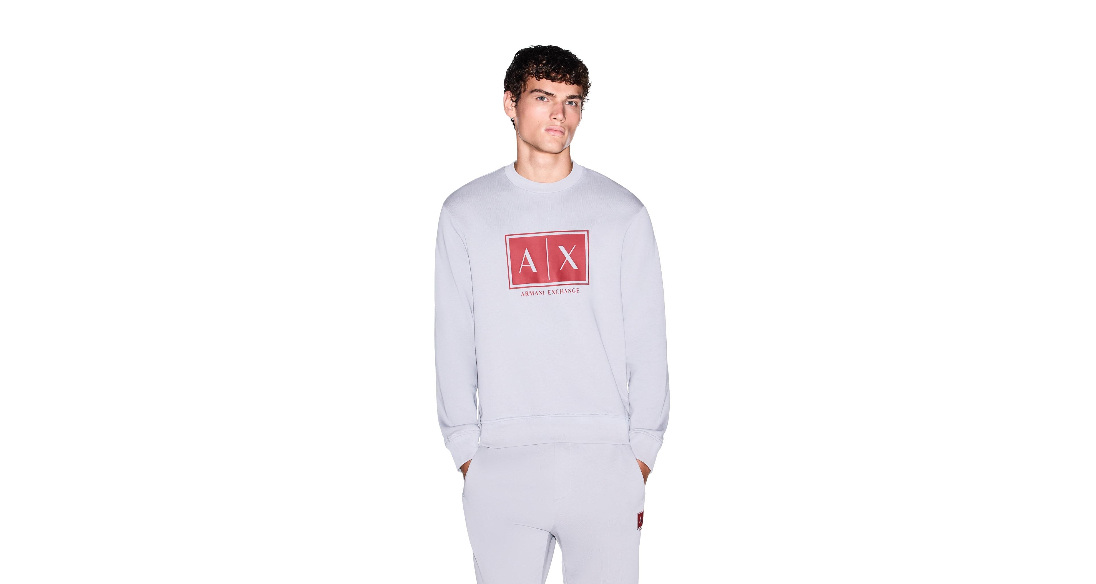 A|X Armani Exchange Men's Box Logo Graphic Crewneck Sweatshirt