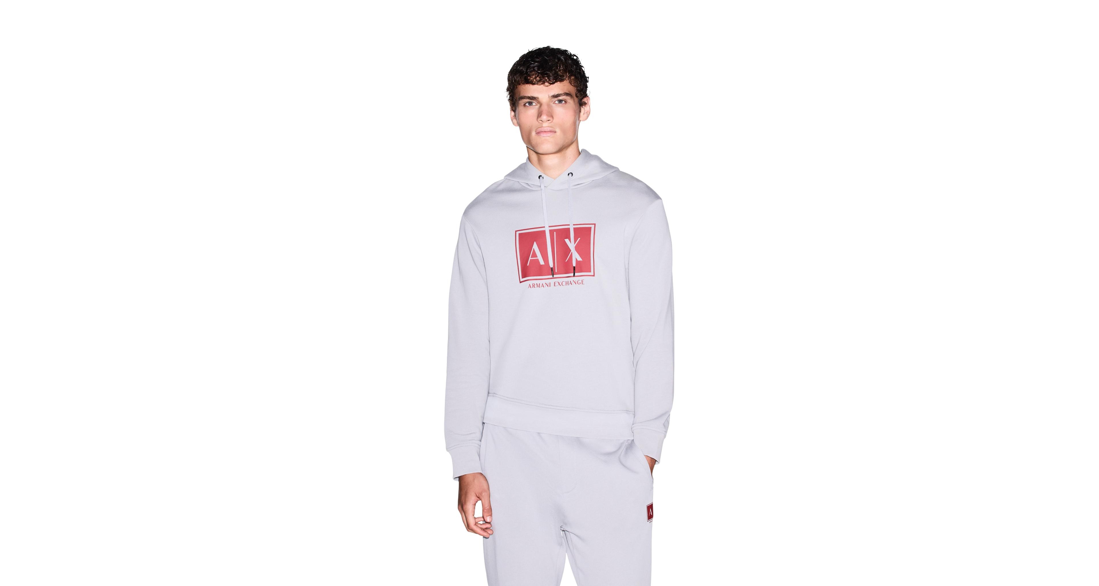 A|X Armani Exchange Men's Black And Gold Box Hoodie Sweatshirt