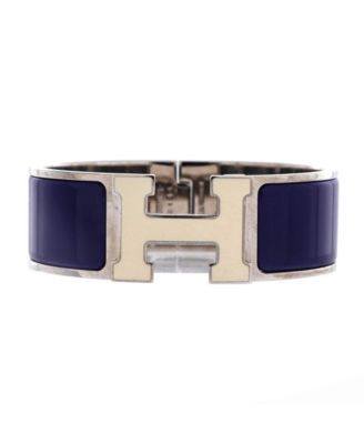 HERM&Eacute;S Women's Silver-Tone Enamel Clic Clac H Bangle Bracelet