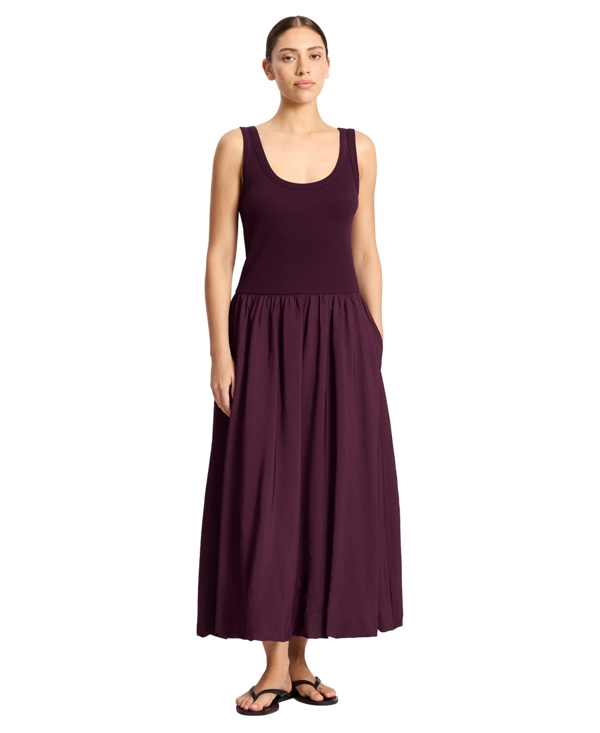 Albaray Women's Scoop Neck Bubble-Hem Cotton-Blend Maxi Dress