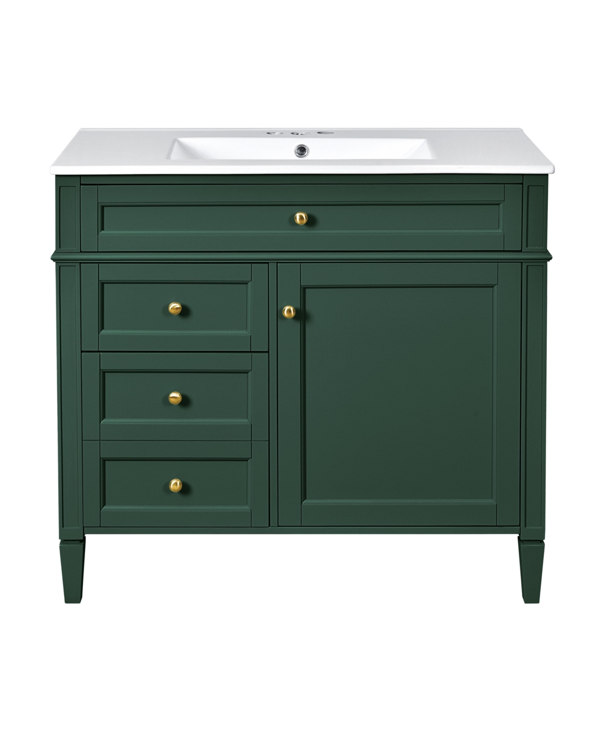 Sillysis 36 Inch Freestanding Bathroom Vanity, Mdf Cabinet with Solid Wood Frame and Legs, Ceramic Integrated Sink, Tip-Out Drawer, Assembly Required