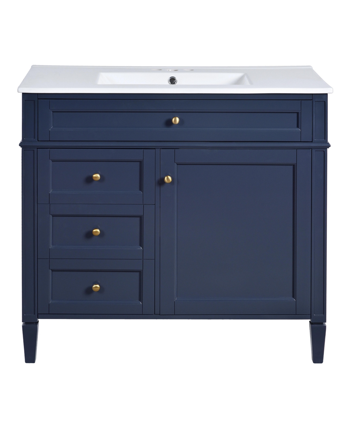 Sillysis 36 Inch Freestanding Bathroom Vanity, Mdf Cabinet with Solid Wood Frame and Legs, Ceramic Integrated Sink, Tip-Out Drawer, Assembly Required