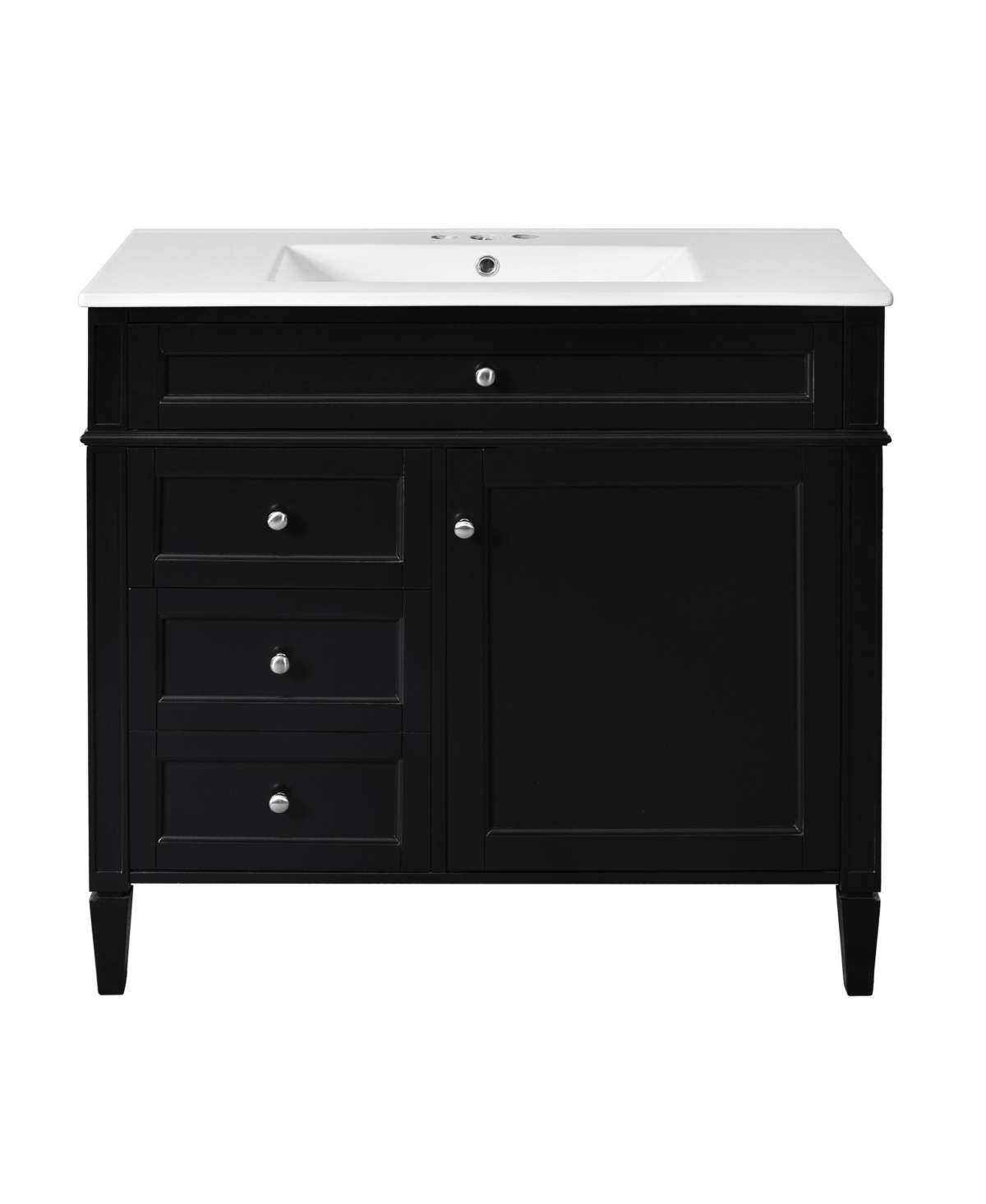 Sillysis 36 Inch Freestanding Bathroom Vanity, Mdf Cabinet with Solid Wood Frame and Legs, Ceramic Integrated Sink, Tip-Out Drawer, Assembly Required