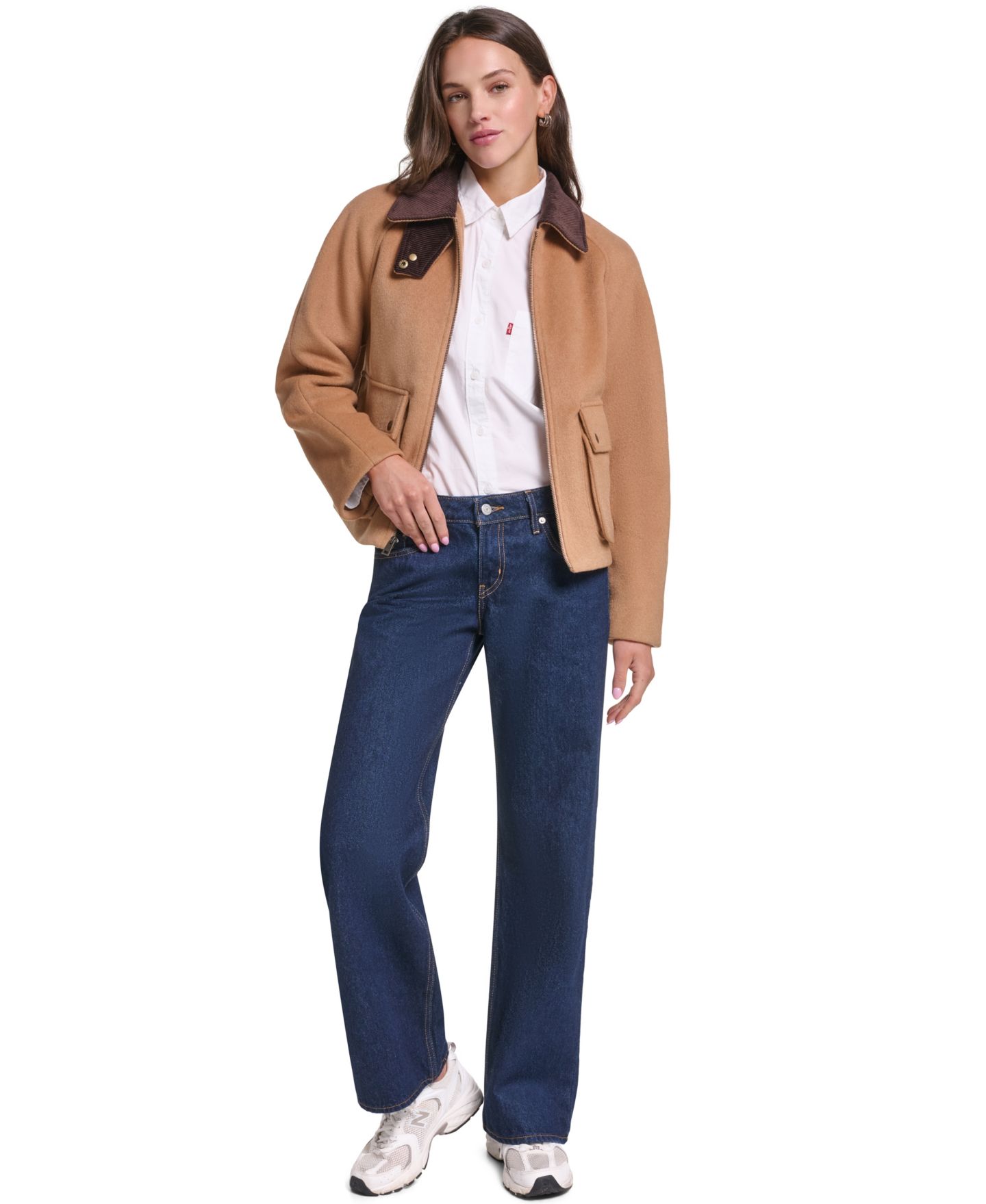 Женская куртка Levi's Bubble Hem Bomber Cropped Faux Leather, цвет: Верблюжий — фото 1