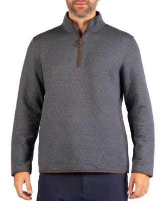 Men's Quilted Quarter Zip with Suede Trim