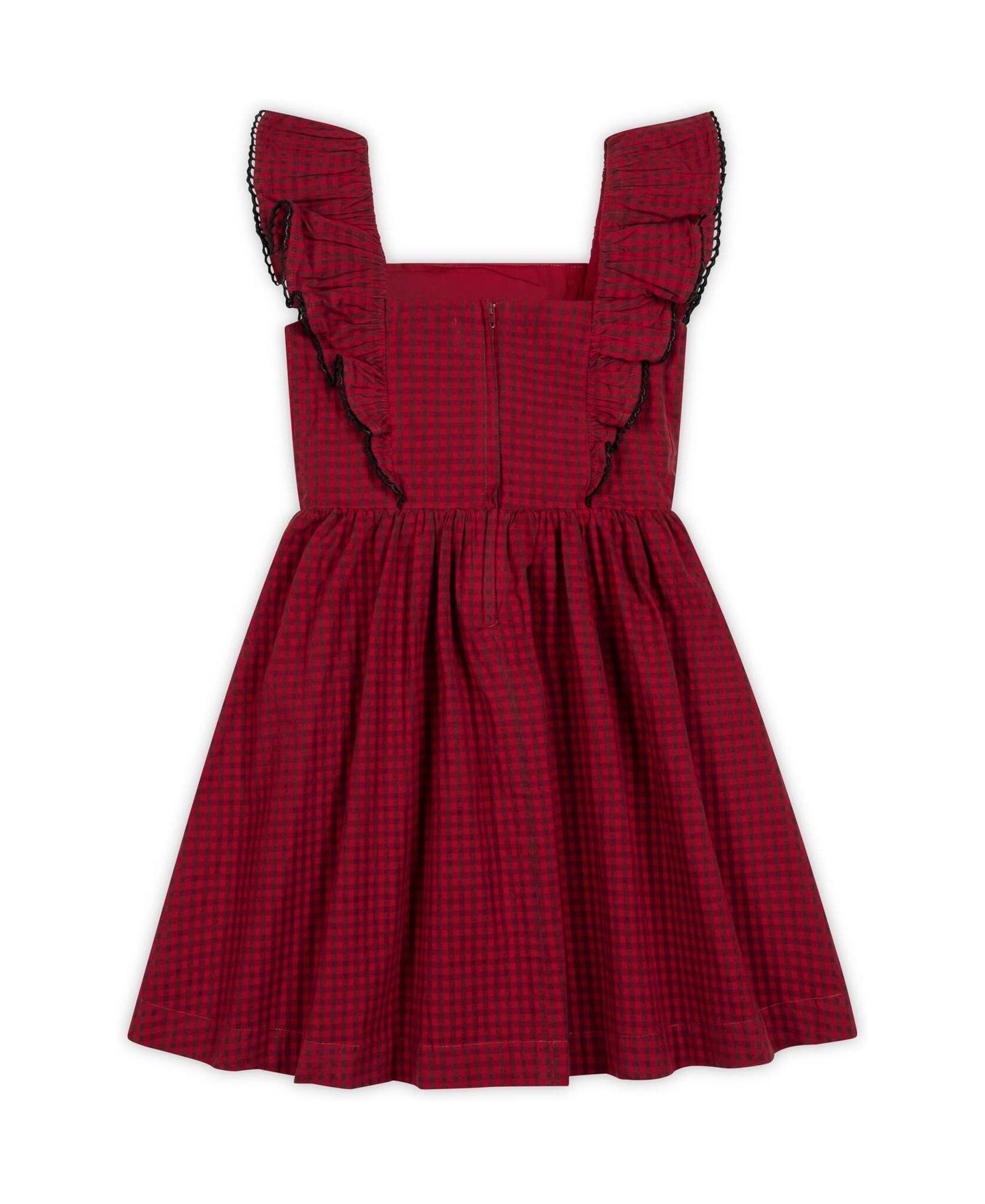 Платье Hope & Henry Organic Cotton Ruffle Jumper Party Dress для девочек-малышей, цвет: Красный в мелкую клетку — фото 3