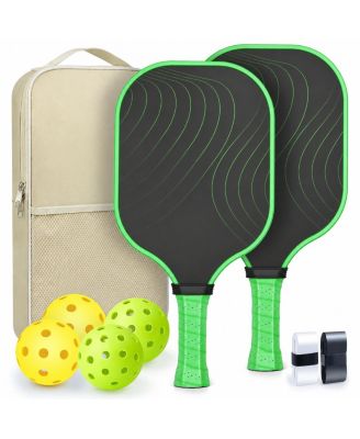 USAPA Approved Carbon Fiber Pickleball Paddles Set 2 Pack Lightweight Rackets With Balls Bag Grip Tapes