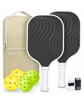 USAPA Approved Carbon Fiber Pickleball Paddles Set 2 Pack Lightweight Rackets With Balls Bag Grip Tapes