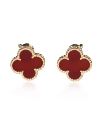 Yellow Gold Carnelian Vintage Alhambra Earrings