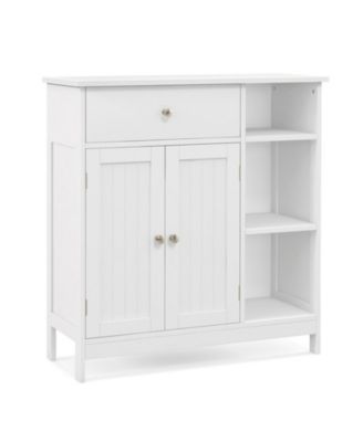 Floor Storage Cabinet with Drawer and 3 Open Compartments