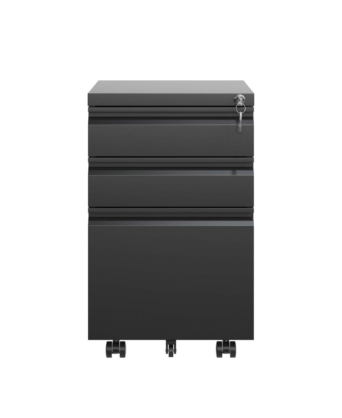 Viyet 3-Drawer Metal Rolling File Cabinet with Lock, Fully Assembled - Black