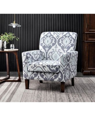 Patterned Polyester Armchair with Birch Wood Legs