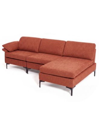 L-Shaped Modular Sectional Sofa 4-Seater with Outlets and USB Ports