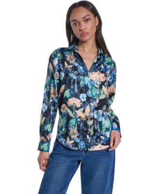 Women's Oversized Collared Long-Sleeve Blouse