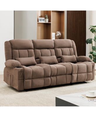 84" 3-Seat Manual Reclining Sofa with Cup Holders