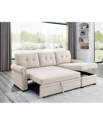 86" Linen Blend Upholstered Sleeper Sofa