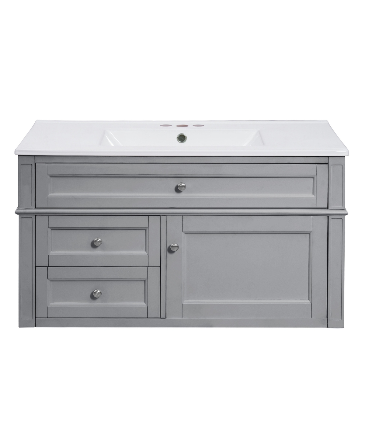 Sillysis 36 Inch Floating Bathroom Vanity, Mdf Cabinet with Solid Wood Frame, Ceramic Integrated Sink - Grey