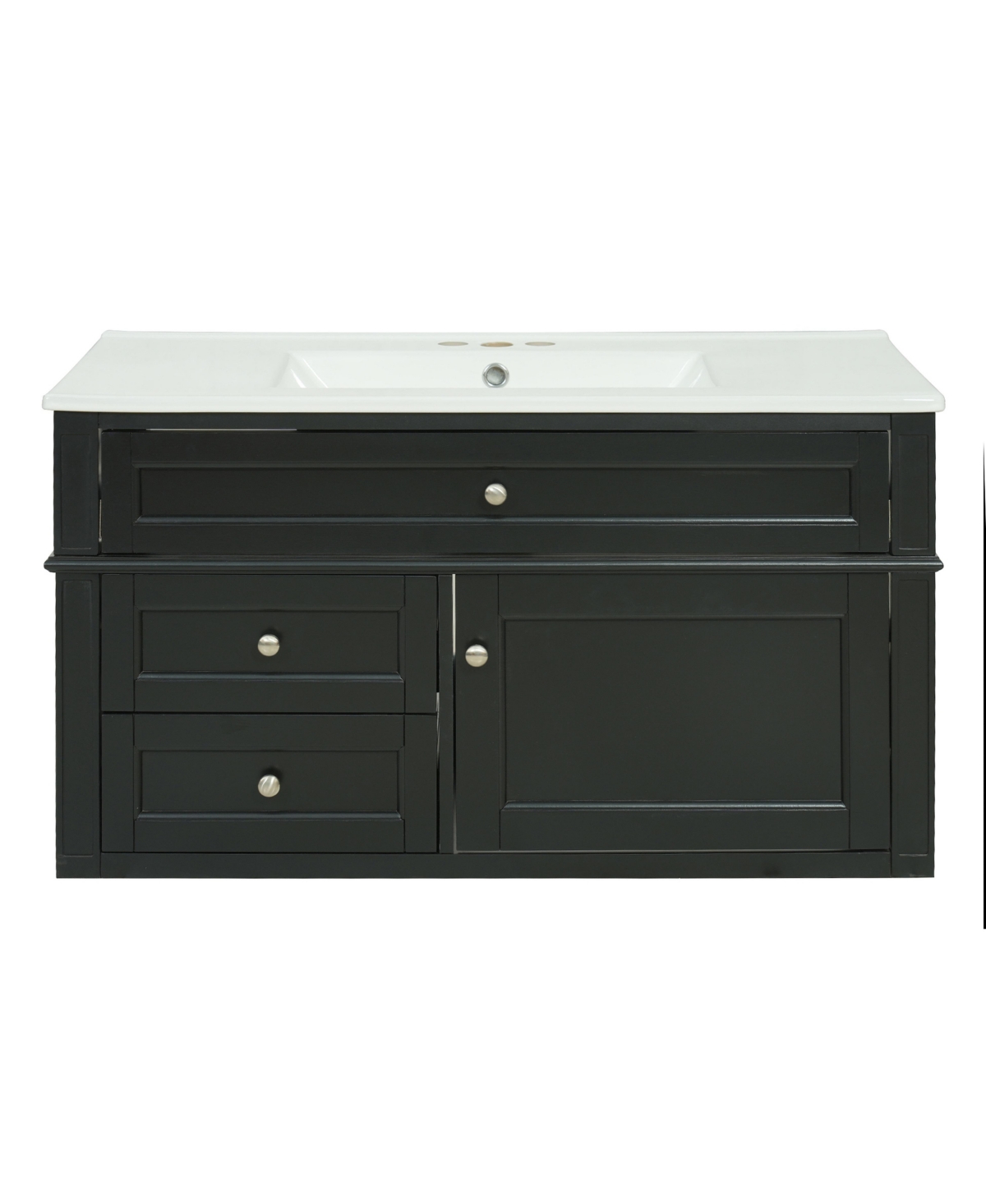 Sillysis 36 Inch Floating Bathroom Vanity, Mdf Cabinet with Solid Wood Frame, Ceramic Integrated Sink