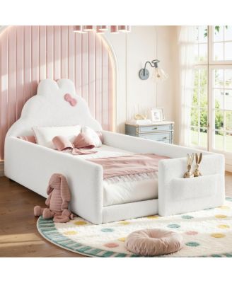  Twin Upholstered Low Floor Bed with Side Pocket