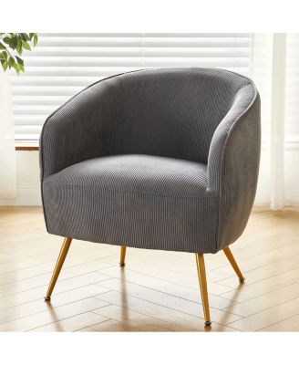 Corduroy Metal Leg Modern Armchair