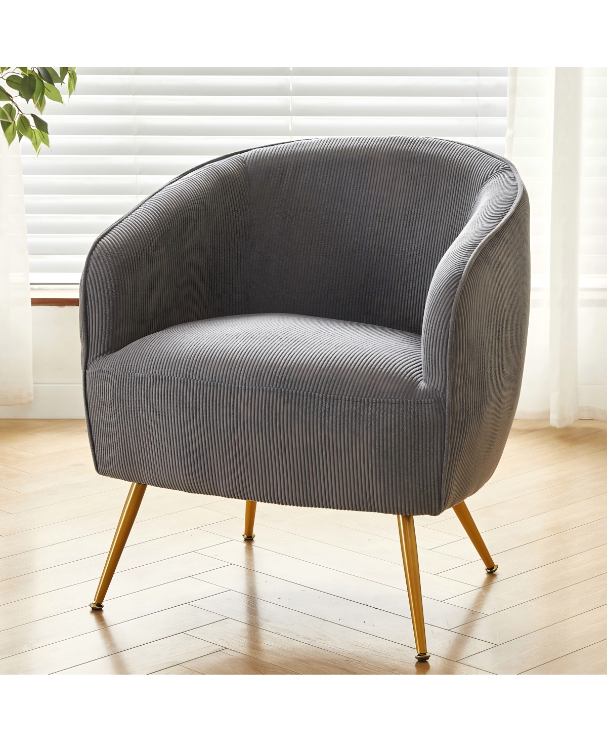 Streamdale Furniture Corduroy Metal Leg Modern Armchair