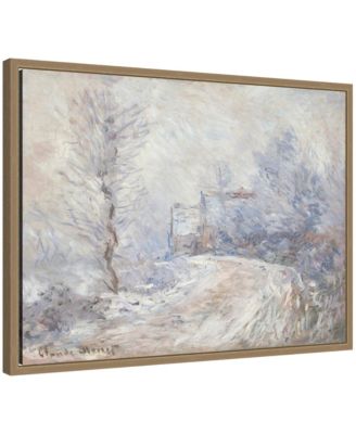 Giverny Snow by Claude Monet Framed Canvas Wall Art Print