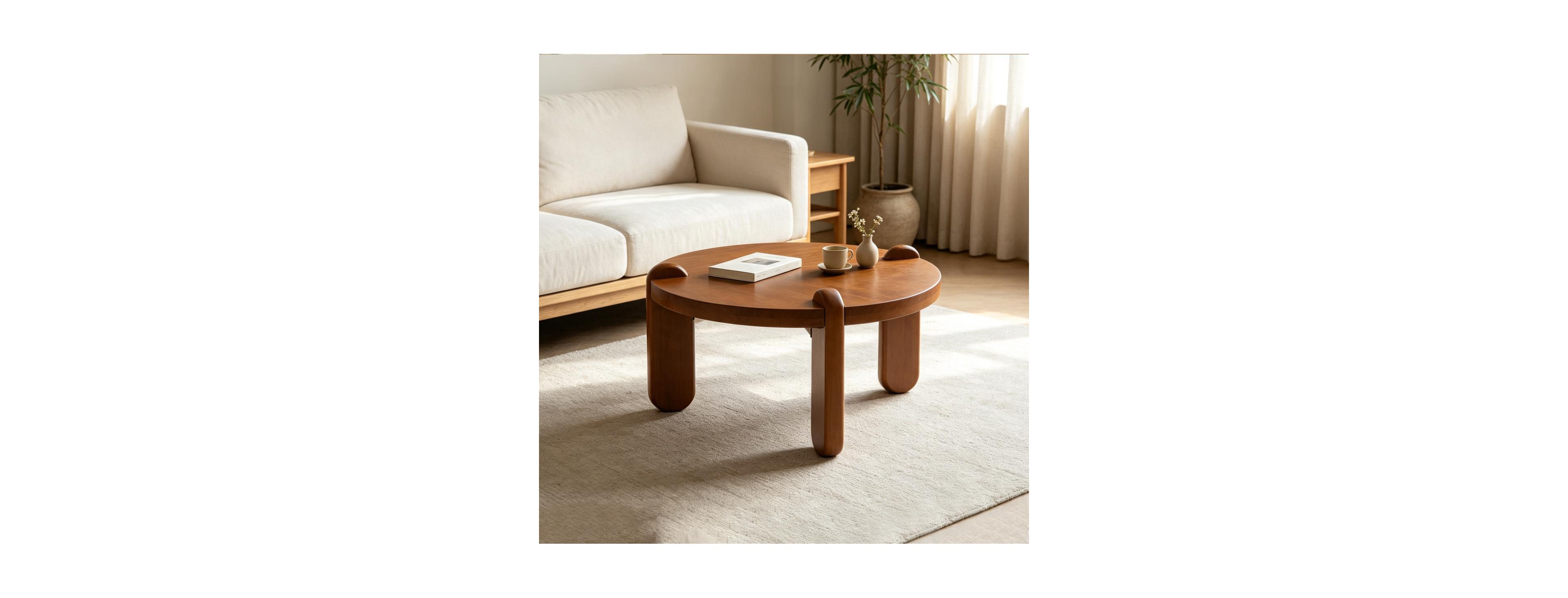 Streamdale Furniture Round Wooden Low Coffee Table, Natural Wood Accent Table