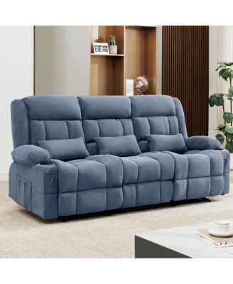 84" 3-Seat Manual Reclining Sofa with Cup Holders