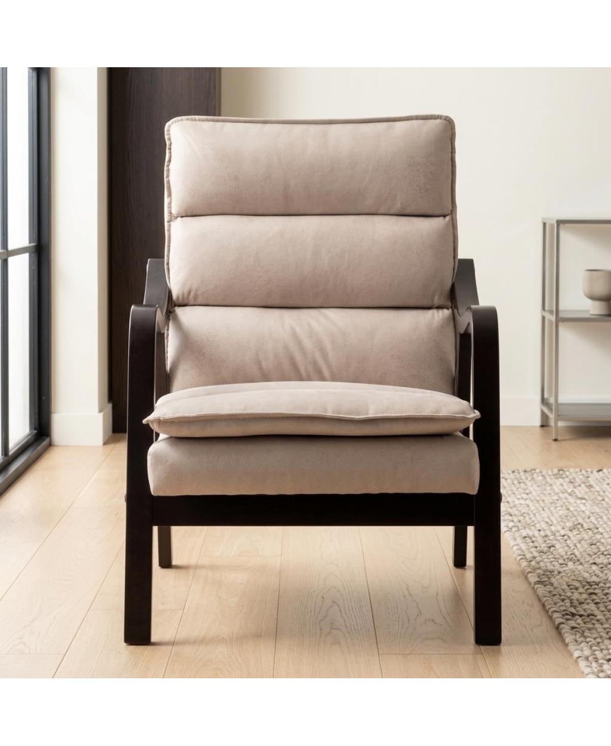 Streamdale Furniture Wood Mid-Century Modern Wood Armrest Accent Chair - Light camel