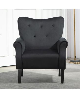  Mid-Century Modern Wingback Accent Chair with Wood Legs