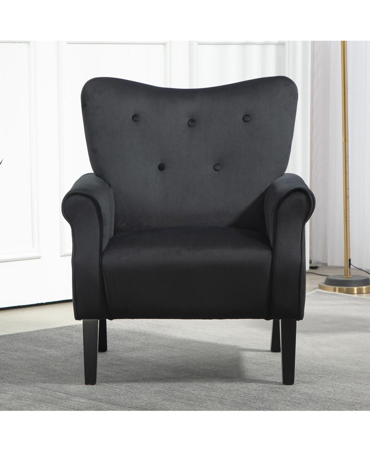 Streamdale Furniture Mid-Century Modern Wingback Accent Chair with Wood Legs