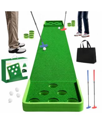 Golf Putting Mat Practice Training Aid With Putter And Balls Indoor Outdoor Use