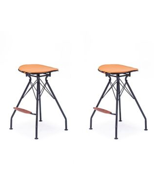 24" Faux Leather Counter Height Bar Stools, Set of 2