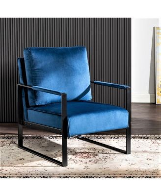 Mid-Century Modern Velvet Accent Chair with Metal Frame