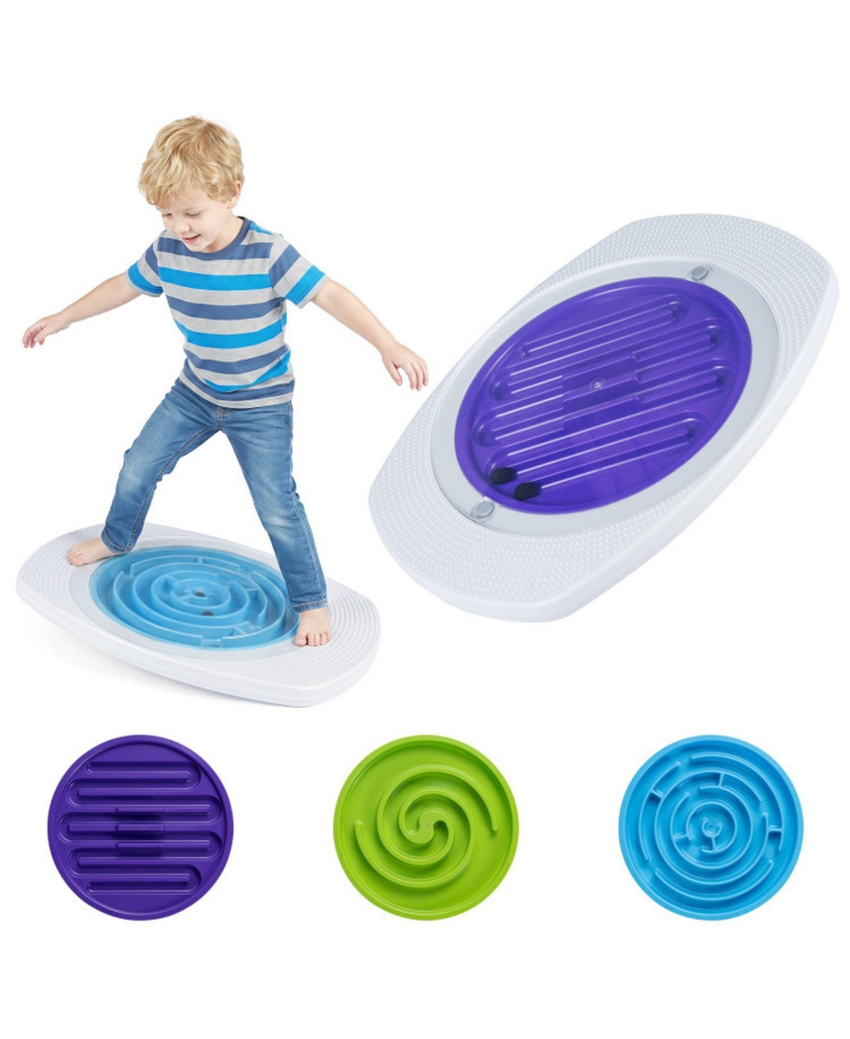 Gouun Kids Spinning Balance Board with 3 Interchangeable Maze Discs