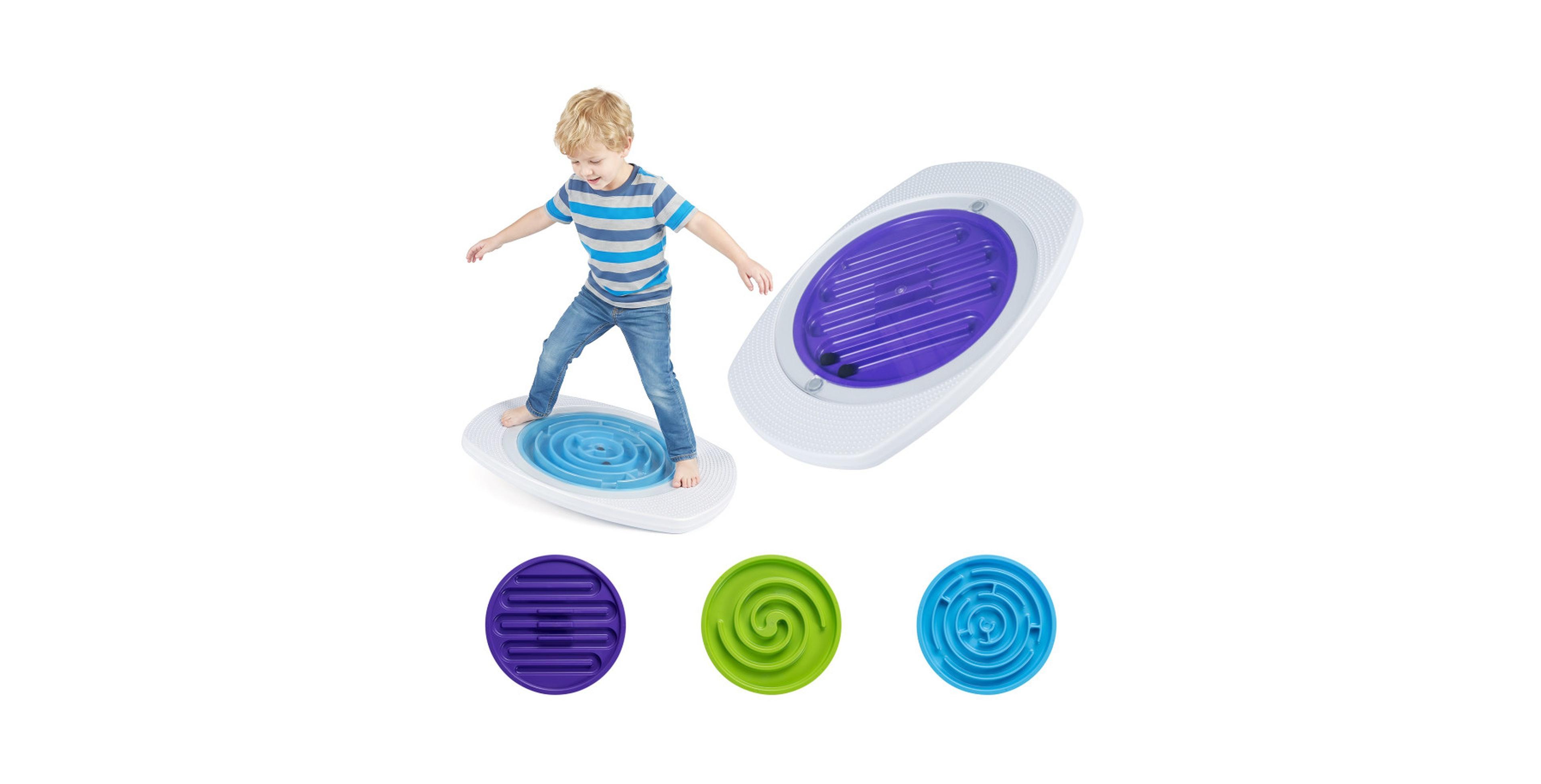 Gouun Kids Spinning Balance Board with 3 Interchangeable Maze Discs